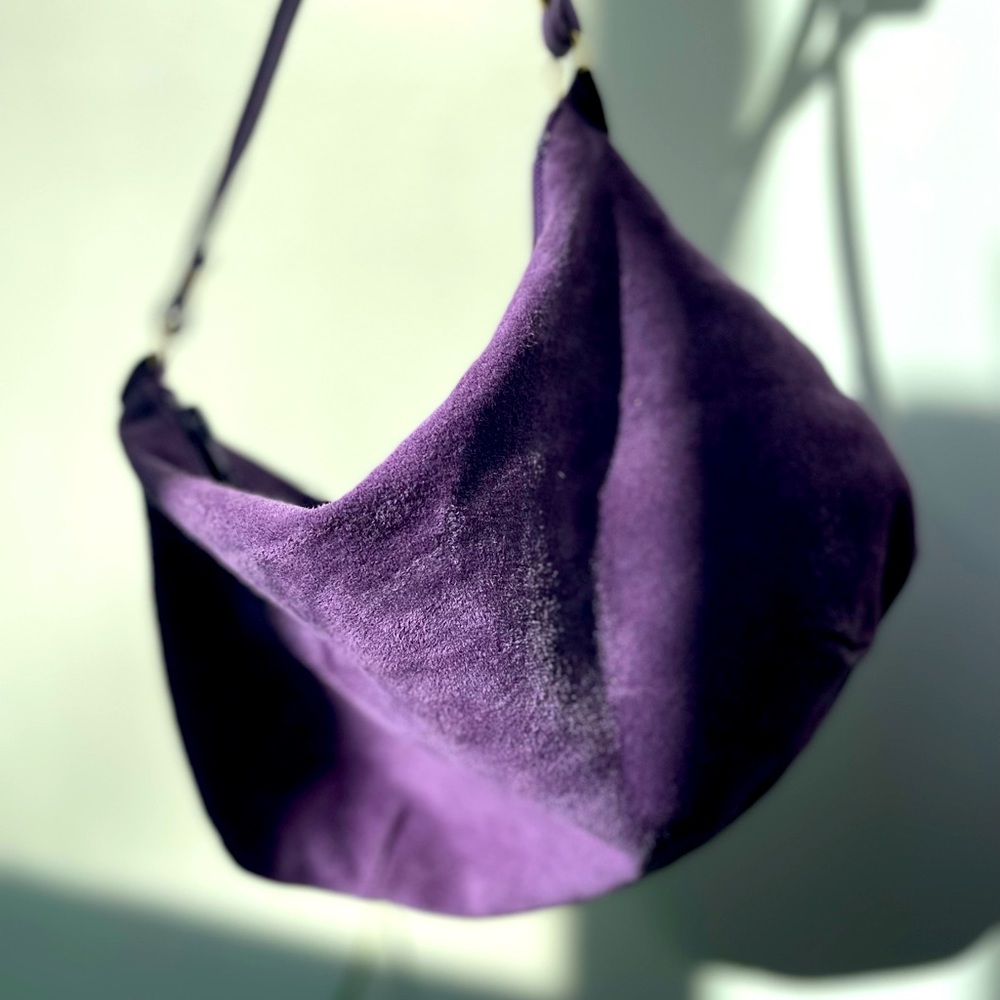 Petite 100%Leather Royal Purple Minimal Swing Purse